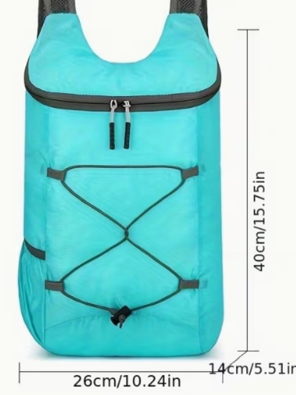 New Lightweight Sturdy Nylon Backpack with Ample Room Folds into Tiny Pouch BLUE - Picture 3 of 6